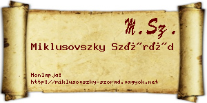 Miklusovszky Szórád névjegykártya